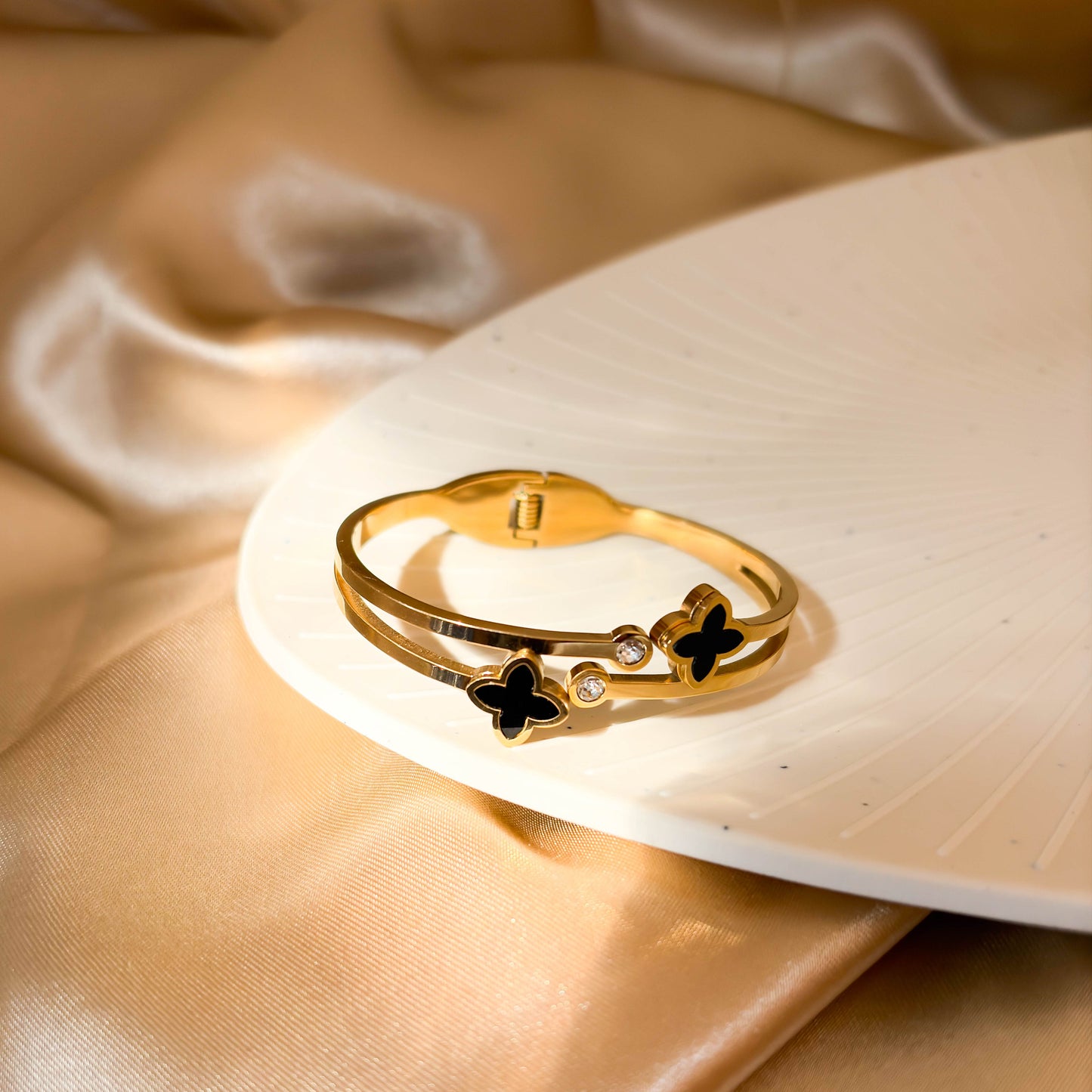 Double Clover Cuff Bracelet