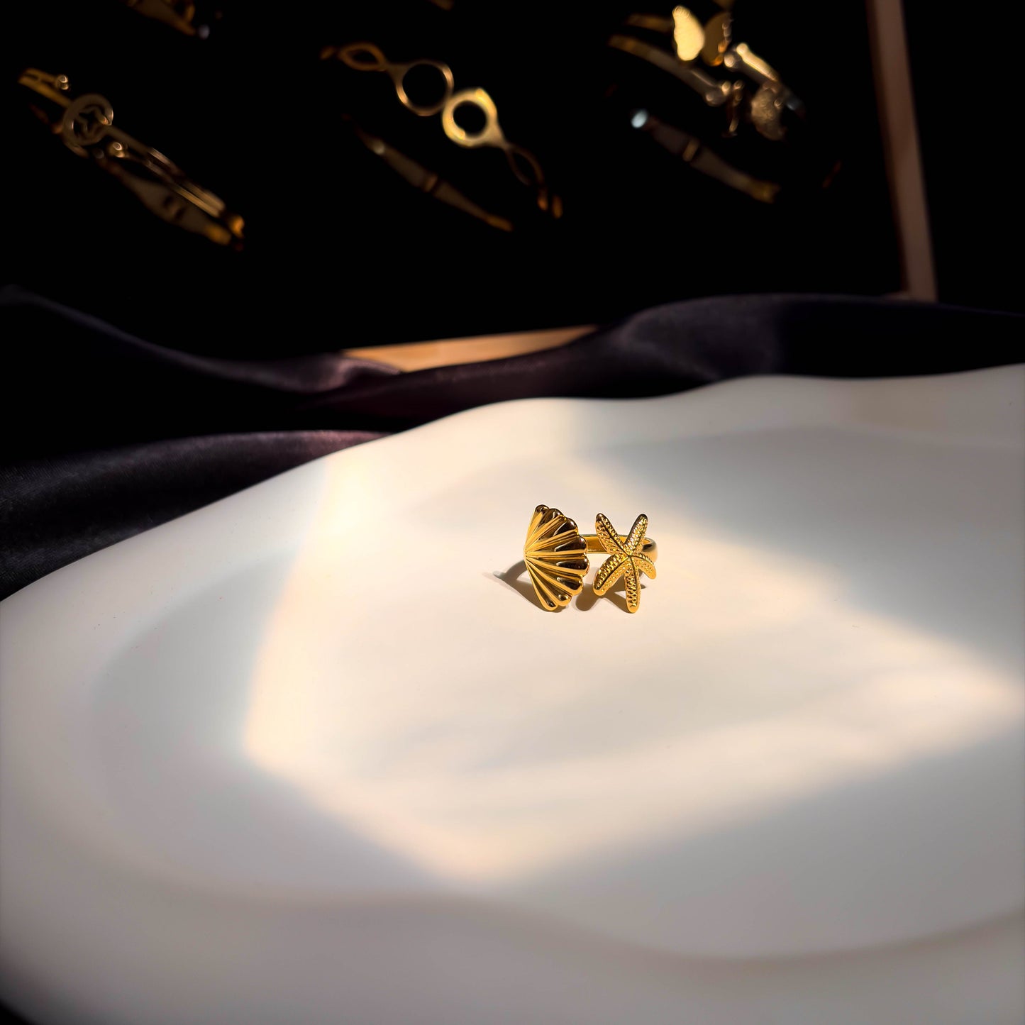 Starfish & Shell Duo Ring