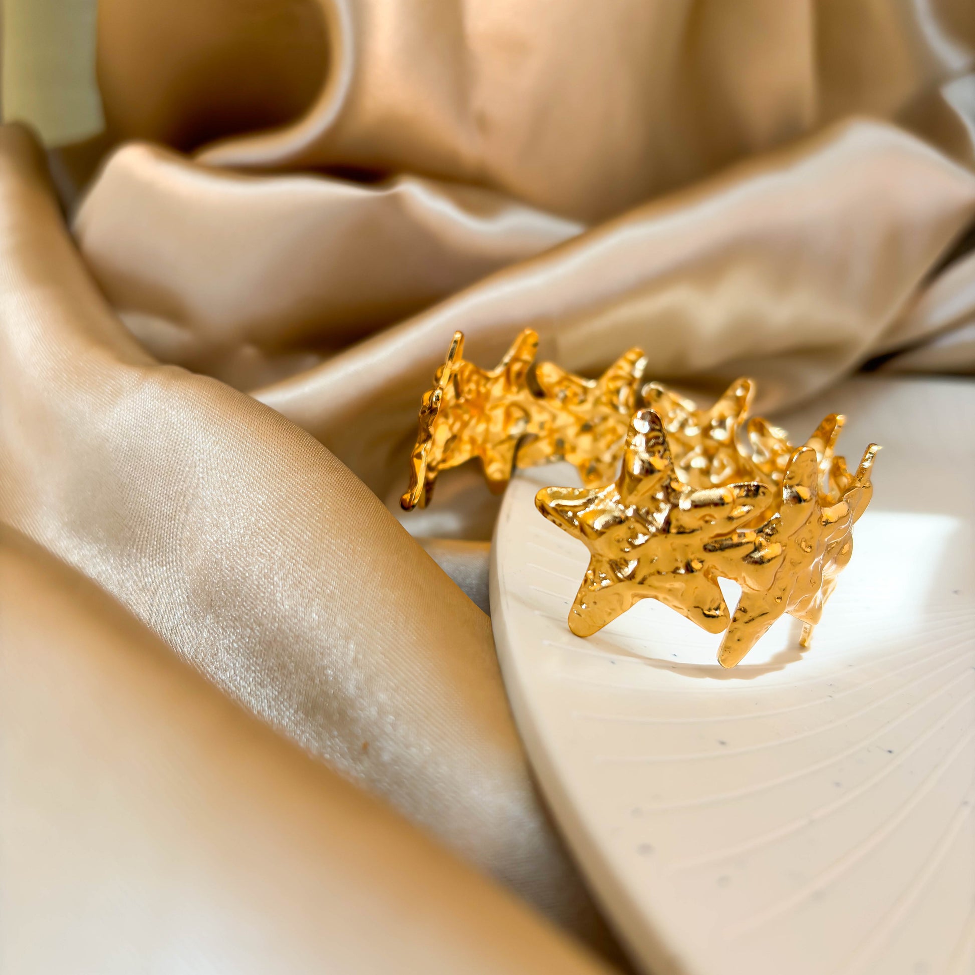 Gold Star Cuff Bracelet minimal kada bracelet for everyday wear by Rumikaya