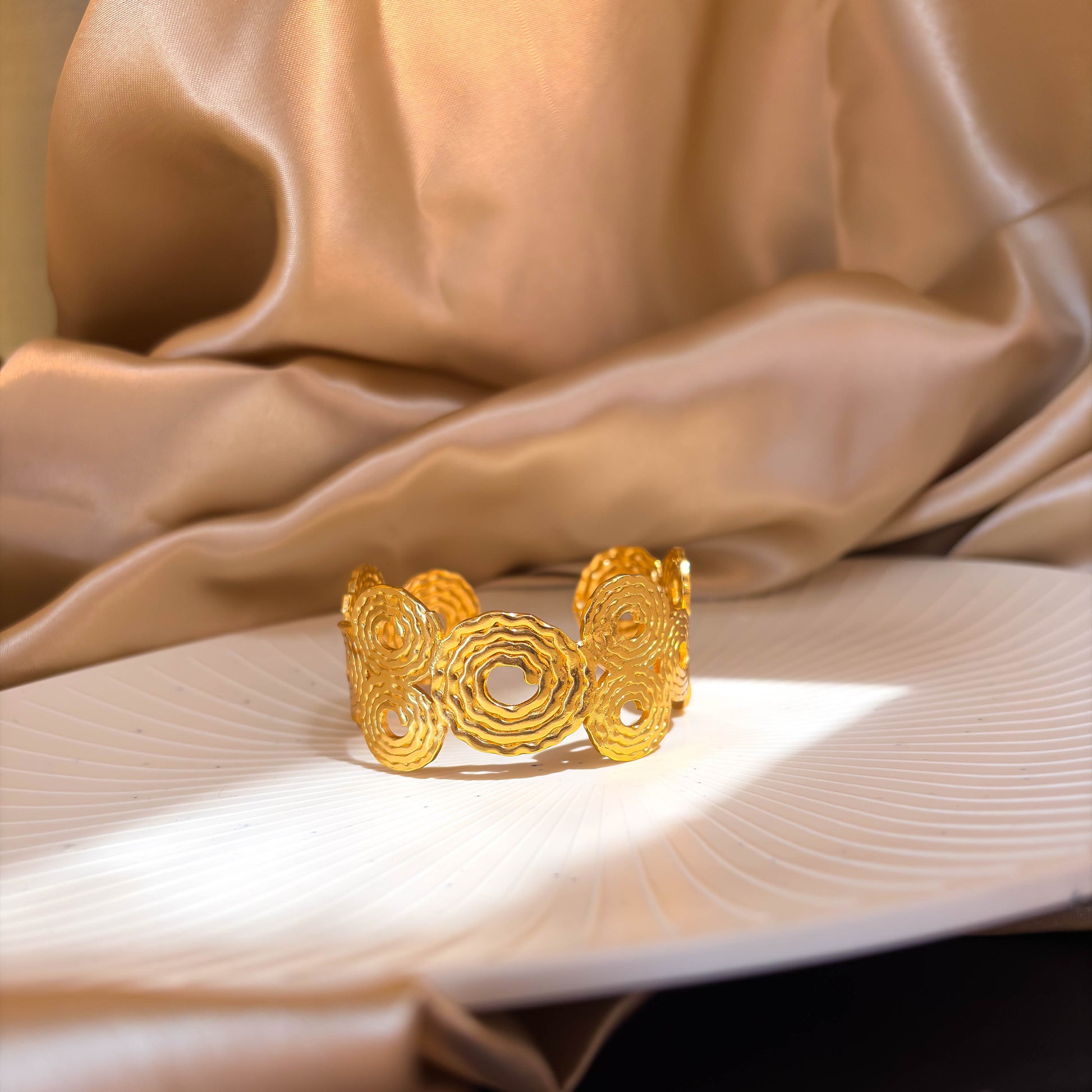 Textured Circle Cuff Bracelet minimal kada bracelet for everyday wear by Rumikaya