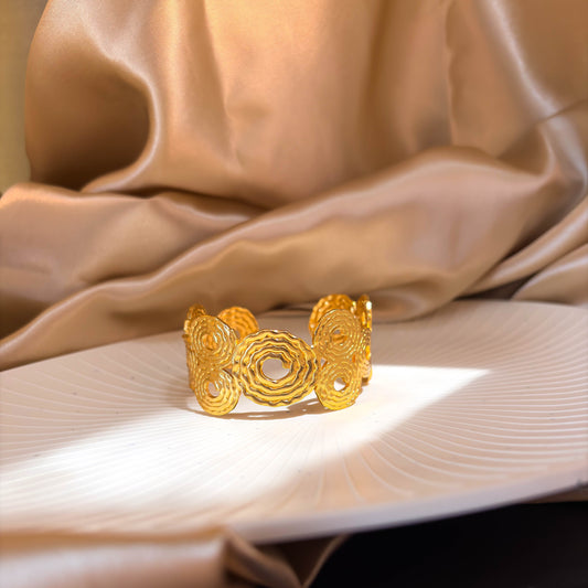 Textured Circle Cuff Bracelet minimal kada bracelet for everyday wear by Rumikaya