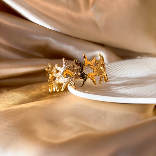 Molten Gold Cuff Bracelet minimal kada bracelet for everyday wear by Rumikaya