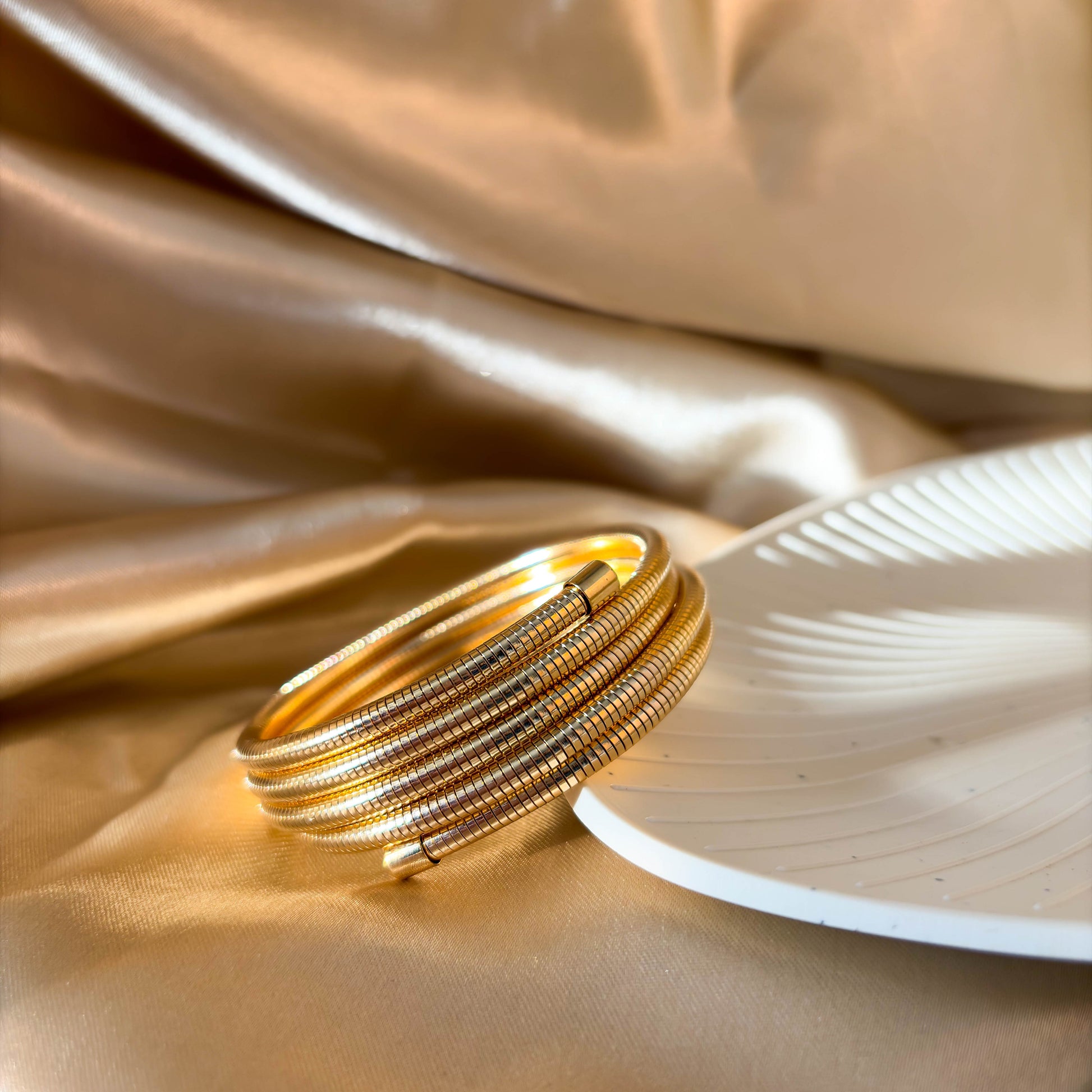 Stacked Coil Bracelet minimal kada bracelet for everyday wear by Rumikaya