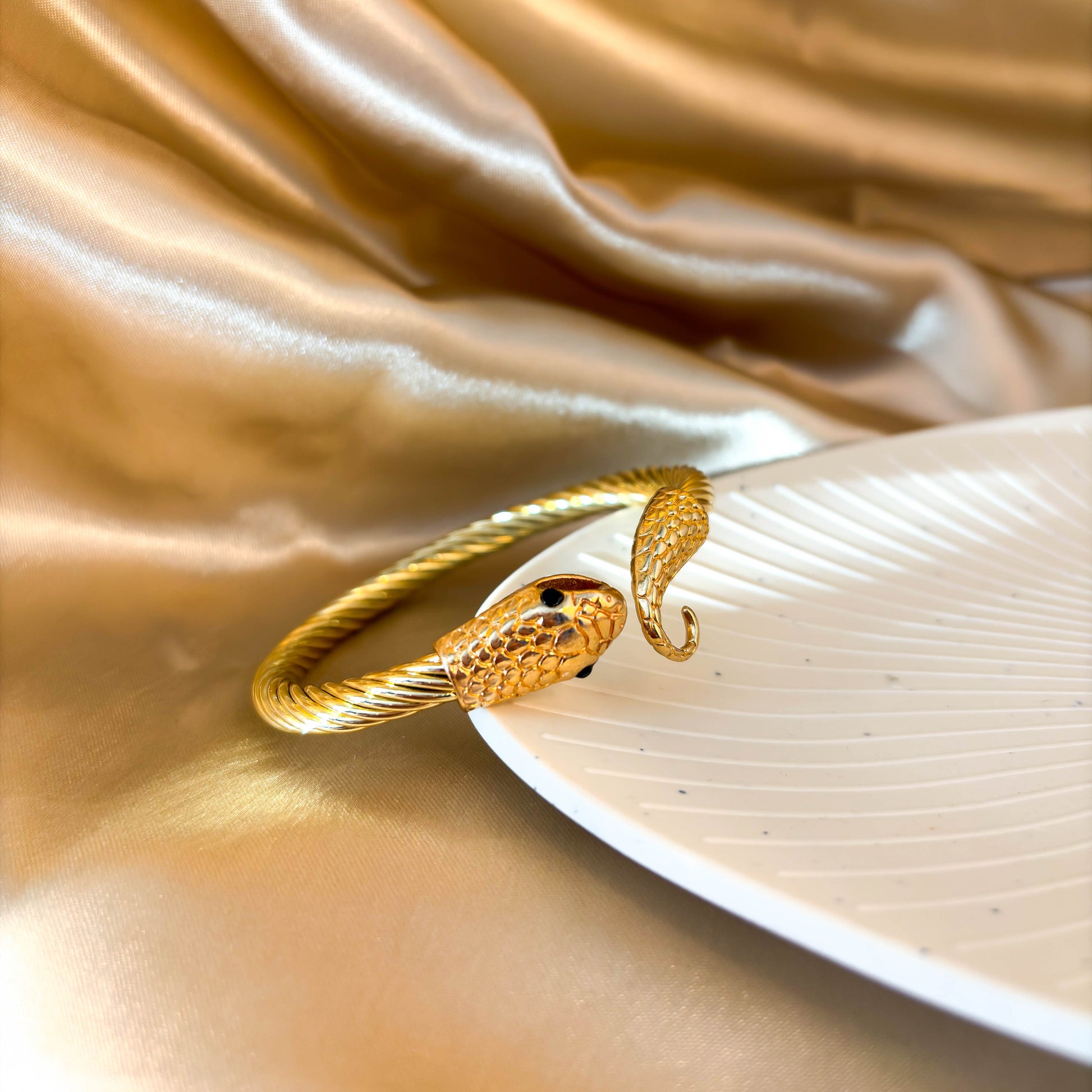 Twisted Snake Cuff Bracelet minimal kada bracelet for everyday wear by Rumikaya