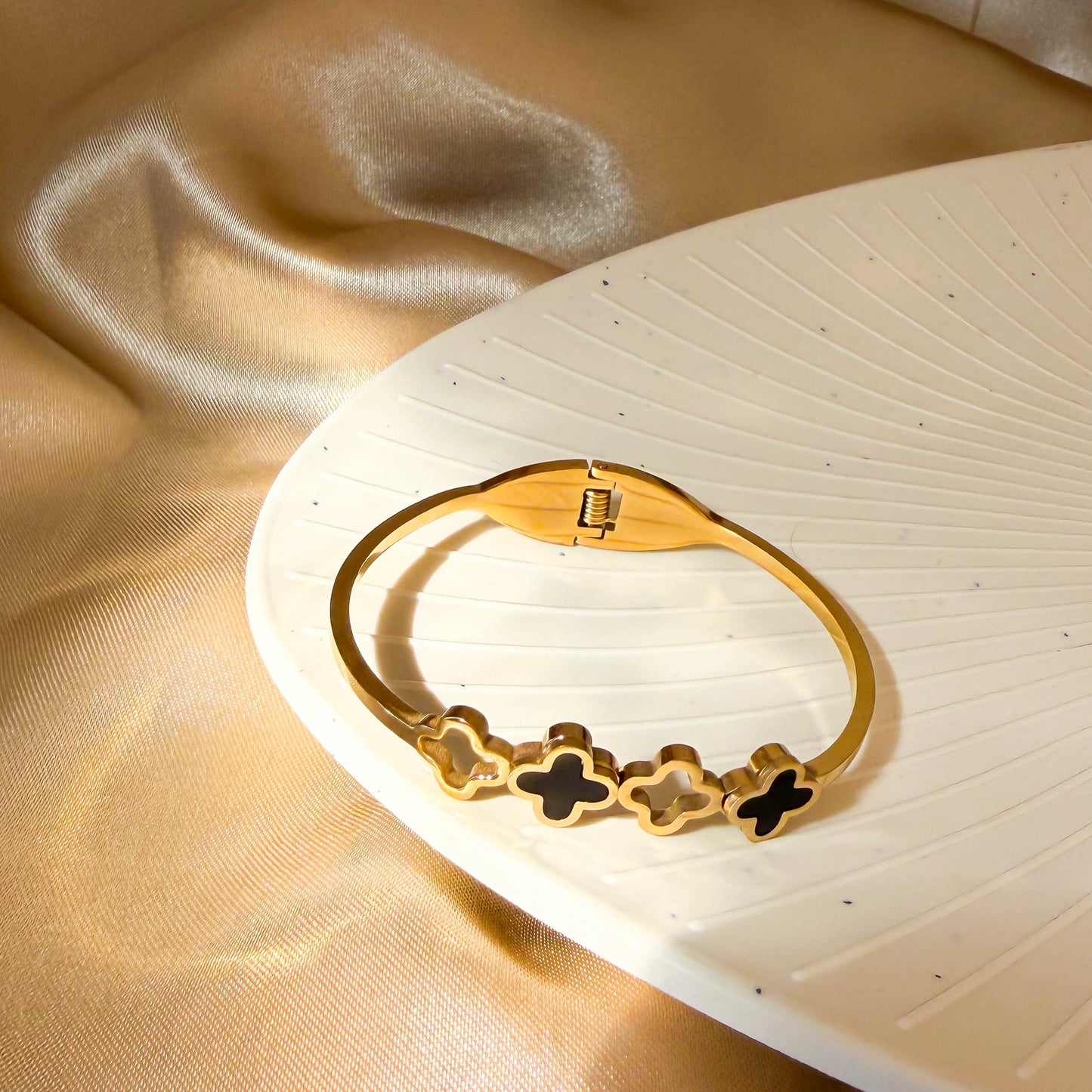 Triple Clover Cuff Bracelet