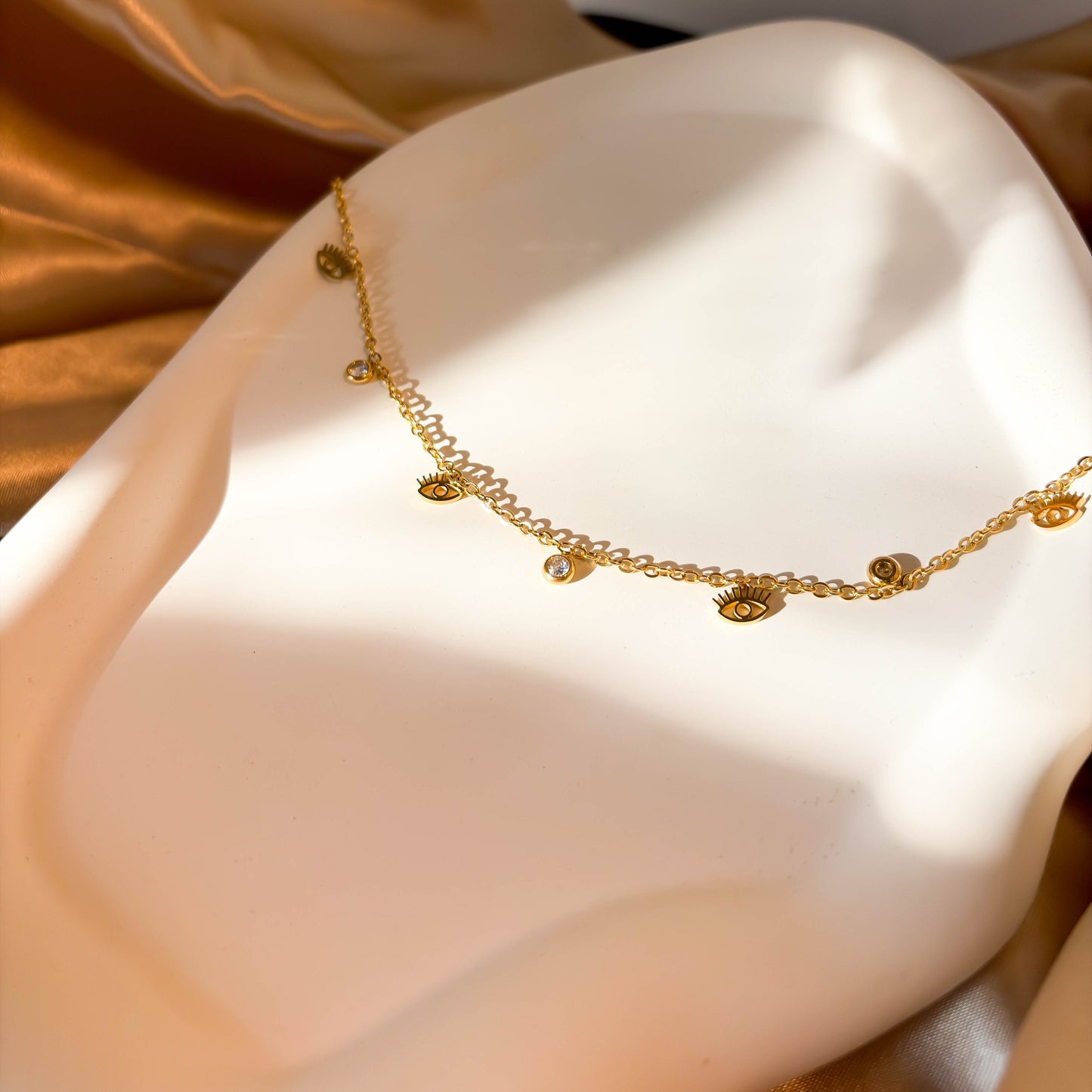 Eye Charm Mala minimal mala necklace for everyday wear by Rumikaya