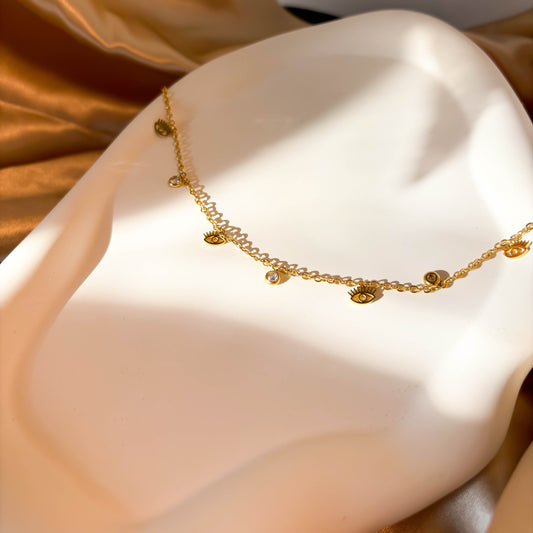 Eye Charm Mala minimal mala necklace for everyday wear by Rumikaya