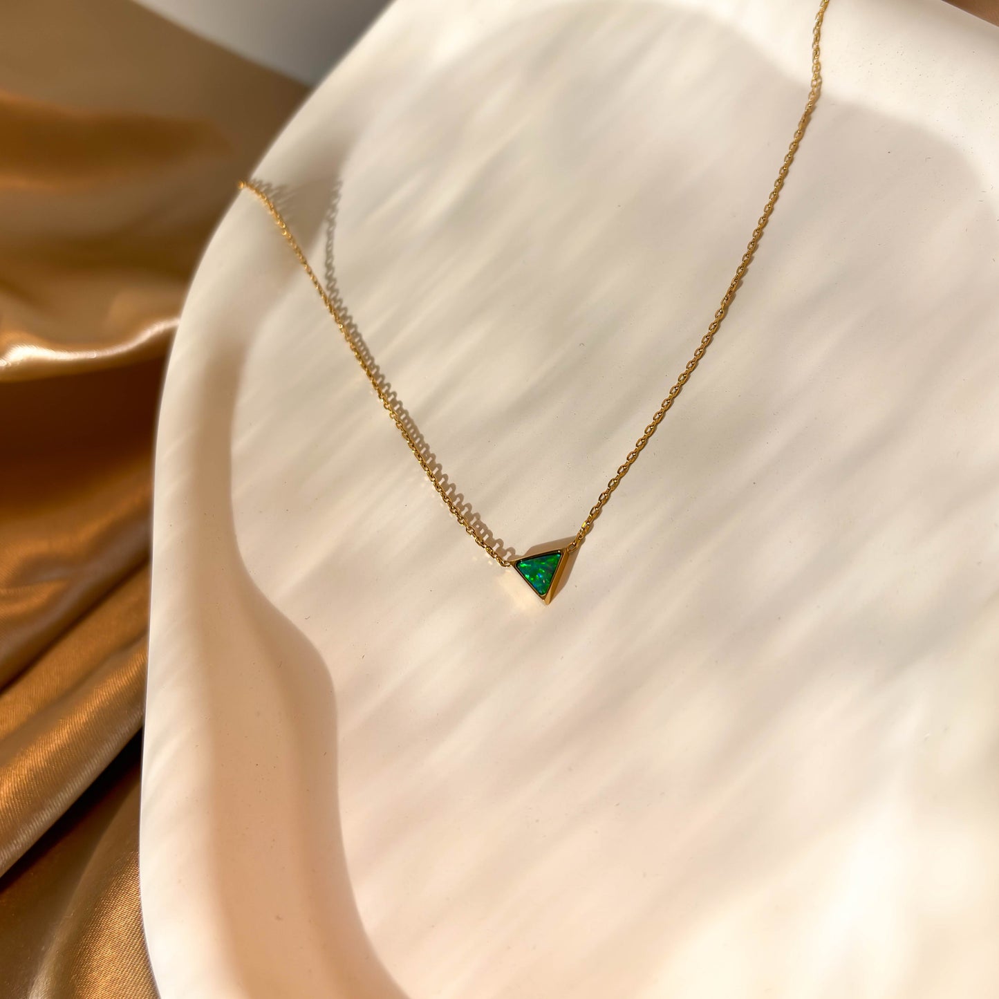 Triangle Green Stone Pendant