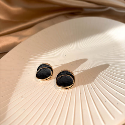 Black Dual Disc Earrings