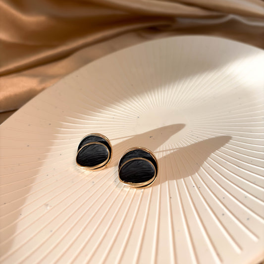 Black Dual Disc Earrings
