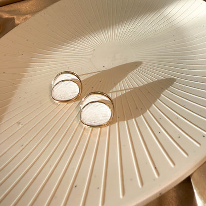 White Dual Disc Earrings