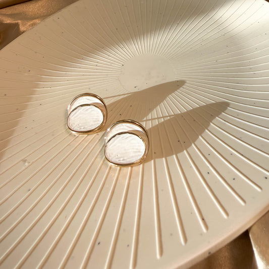 White Dual Disc Earrings