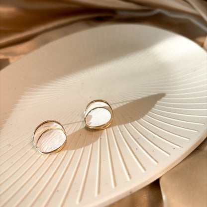 White Dual Disc Earrings
