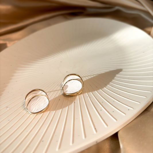 White Dual Disc Earrings
