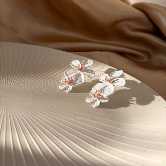 White Blossom Drop Earrings