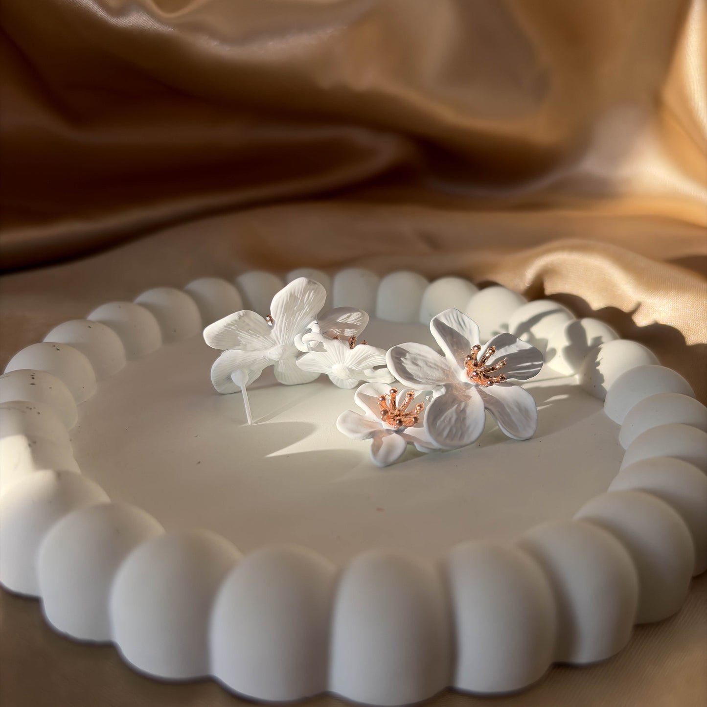 White Blossom Drop Earrings