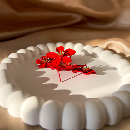 Red Blossom Drop Earrings