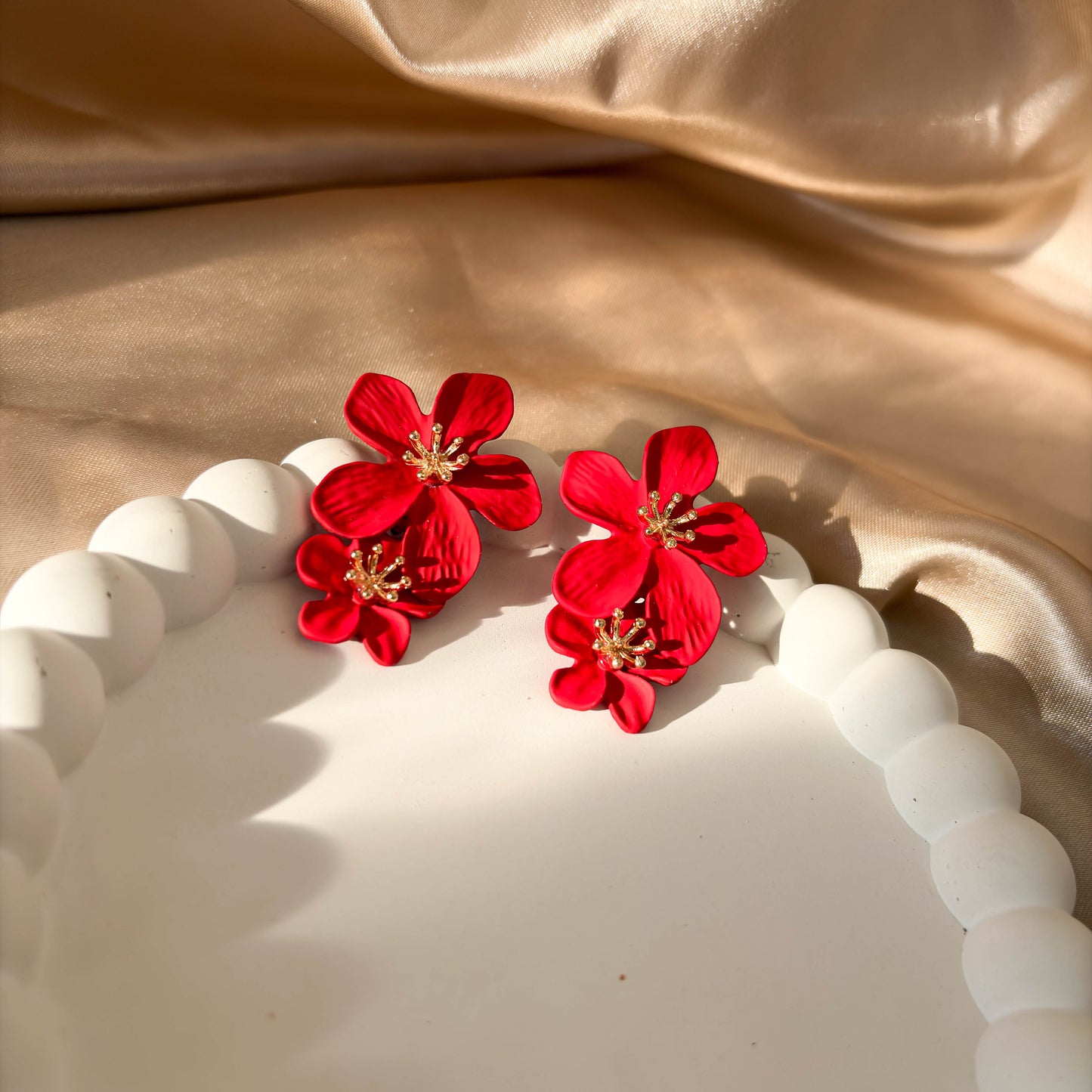 Red Blossom Drop Earrings