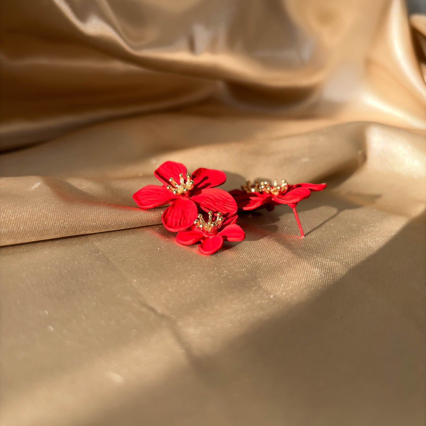 Red Blossom Drop Earrings