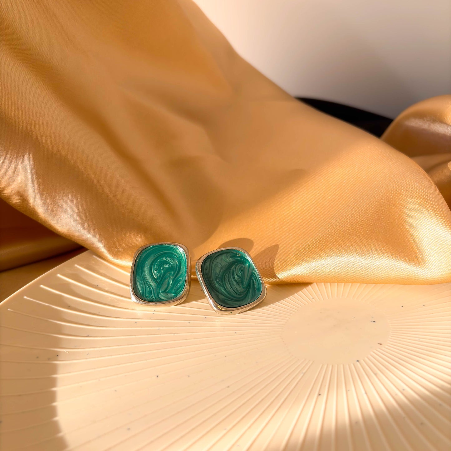 Sage Square Earrings