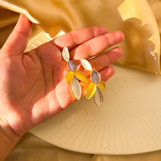 Ivory & Gold Stack Earrings