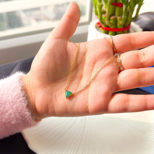 Triangle Green Stone Pendant